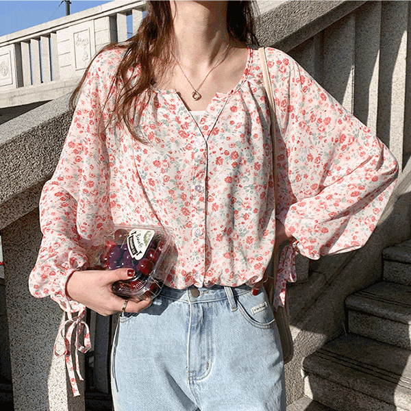 甜美仙女碎花上衣