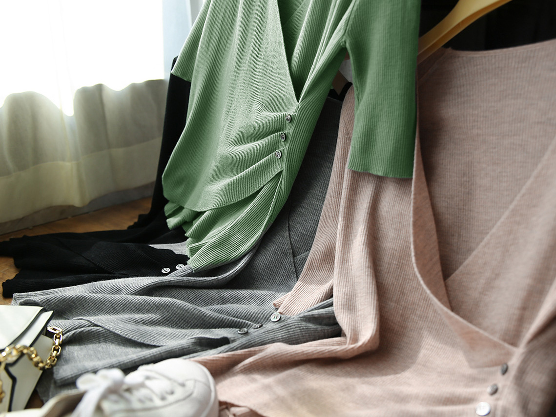 時尚女王V領設計氣場上衣,五分袖,上衣,素身,上身,交叉