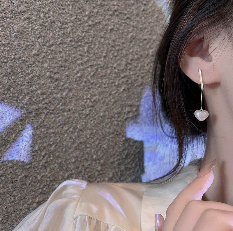 甜美愛心珍珠面質感名媛耳環,百搭,時尚,春天,秋天,冬天