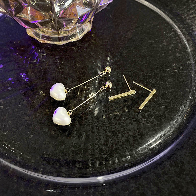 甜美愛心珍珠面質感名媛耳環,百搭,時尚,春天,秋天,冬天