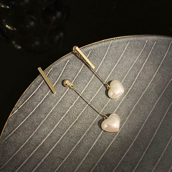甜美愛心珍珠面質感名媛耳環,百搭,時尚,春天,秋天,冬天