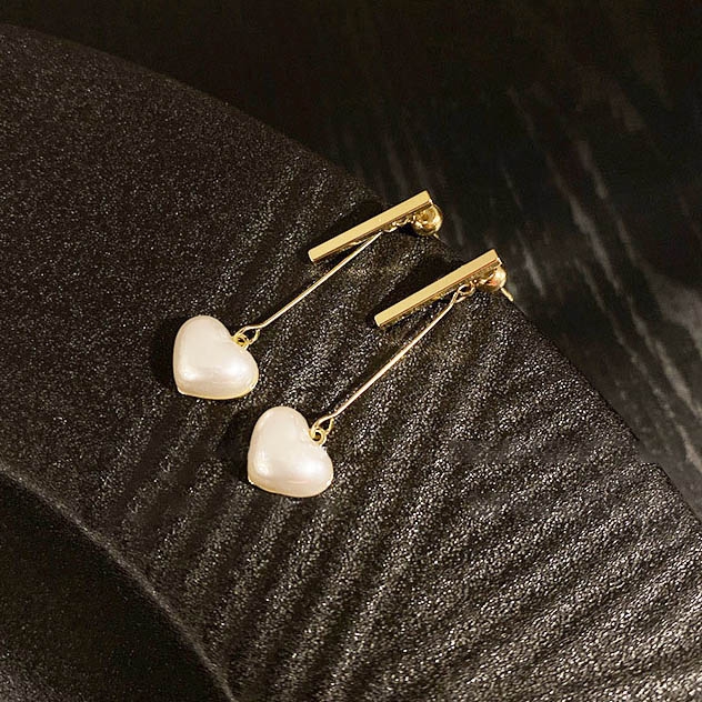 甜美愛心珍珠面質感名媛耳環,百搭,時尚,春天,秋天,冬天
