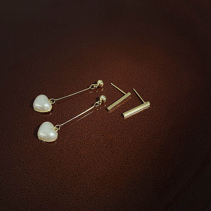 甜美愛心珍珠面質感名媛耳環,百搭,時尚,春天,秋天,冬天