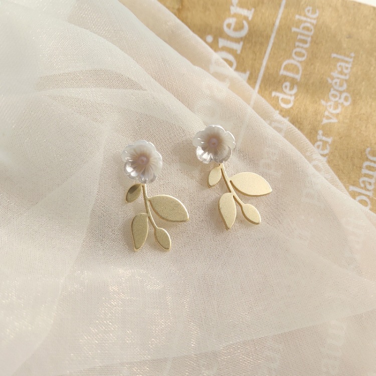 唯美法式花朵設計貴婦耳環,時尚,百搭,耳環,樹脂,花朵