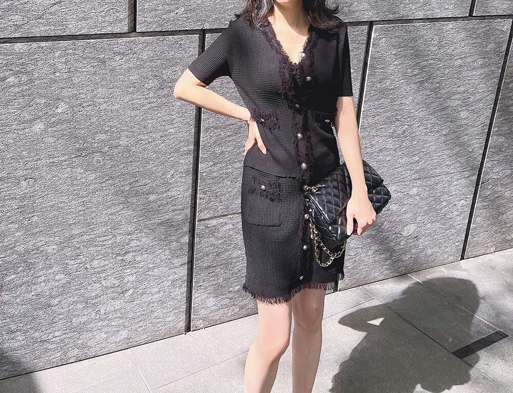 精緻女人小香風優雅套裝,中大尺碼,外套,裙子,套裝,小香風