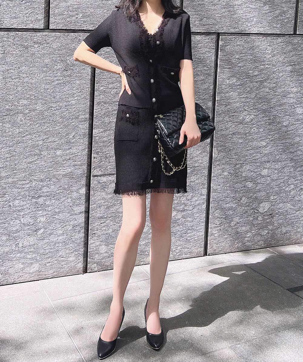 精緻女人小香風優雅套裝,中大尺碼,外套,裙子,套裝,小香風