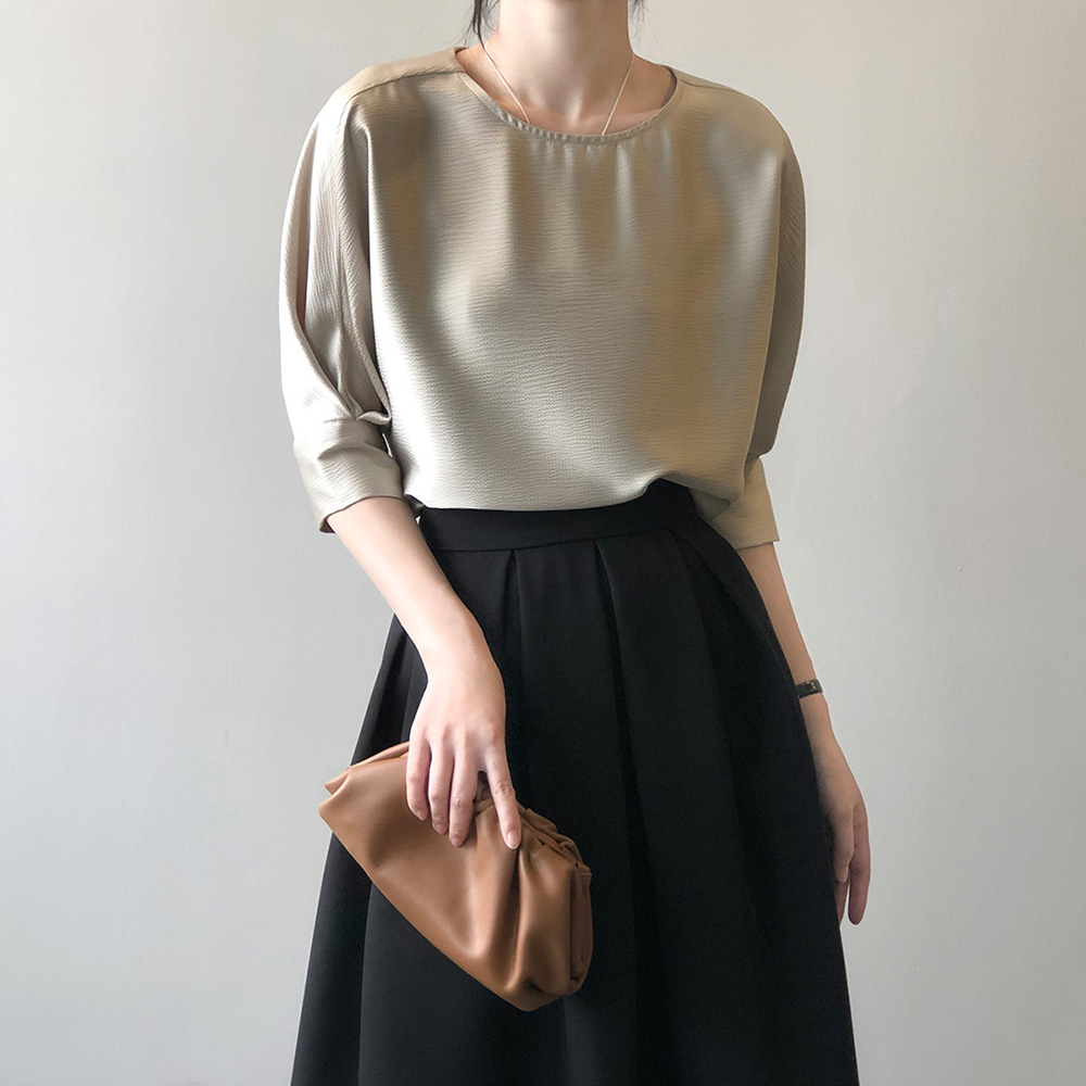 優雅法式知性緞面質感上衣