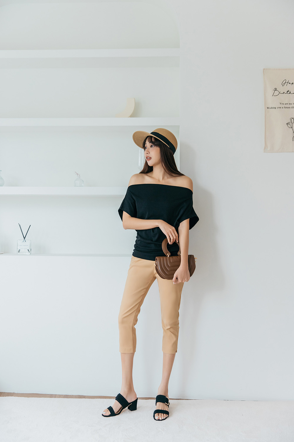 青春亮麗七分設計西裝褲,下身,褲子,八分褲,純色,素色