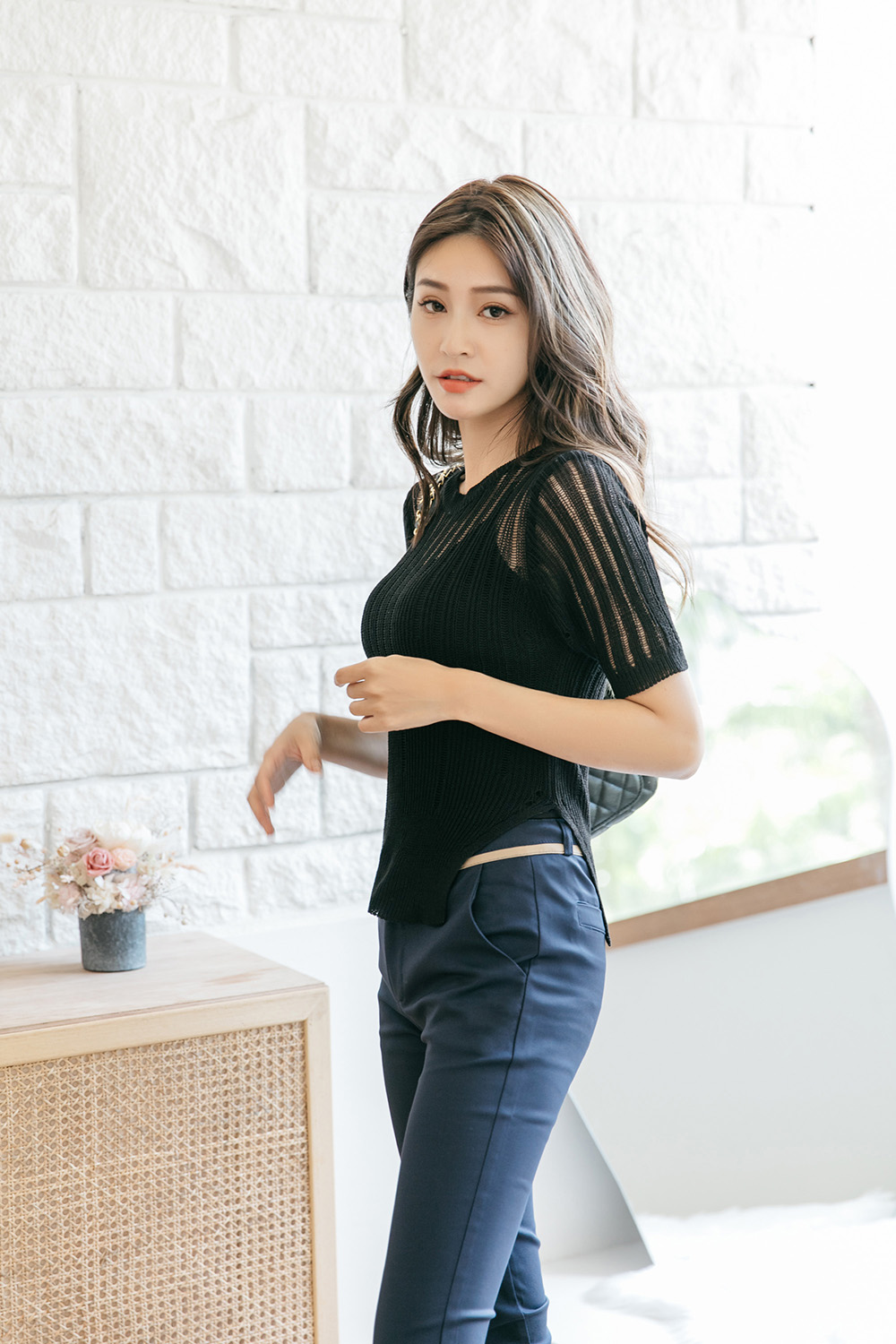 青春亮麗七分設計西裝褲,下身,褲子,八分褲,純色,素色