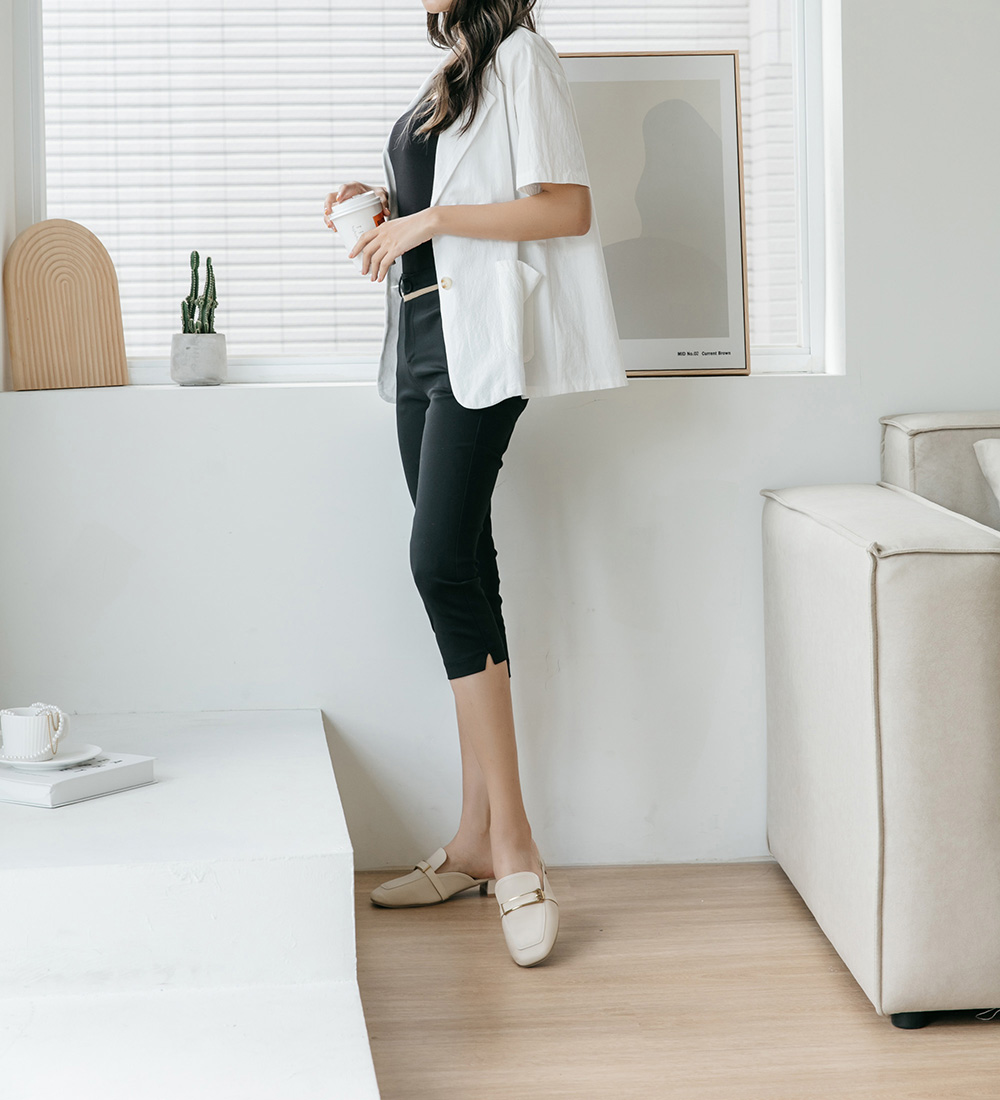 青春亮麗七分設計西裝褲,下身,褲子,八分褲,純色,素色