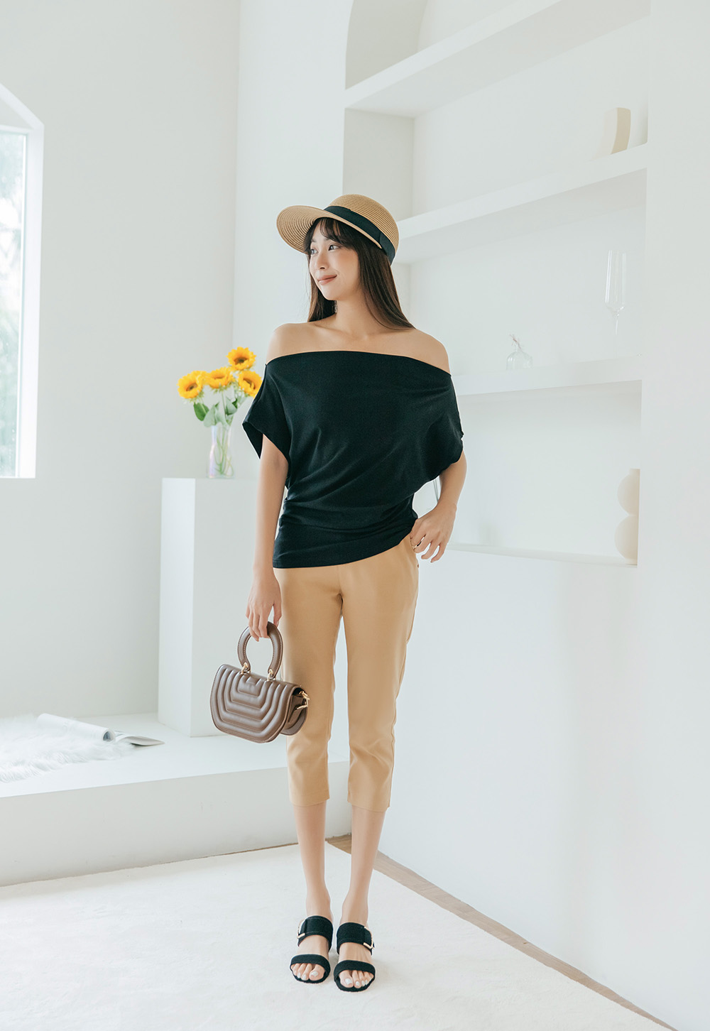 青春亮麗七分設計西裝褲,下身,褲子,八分褲,純色,素色