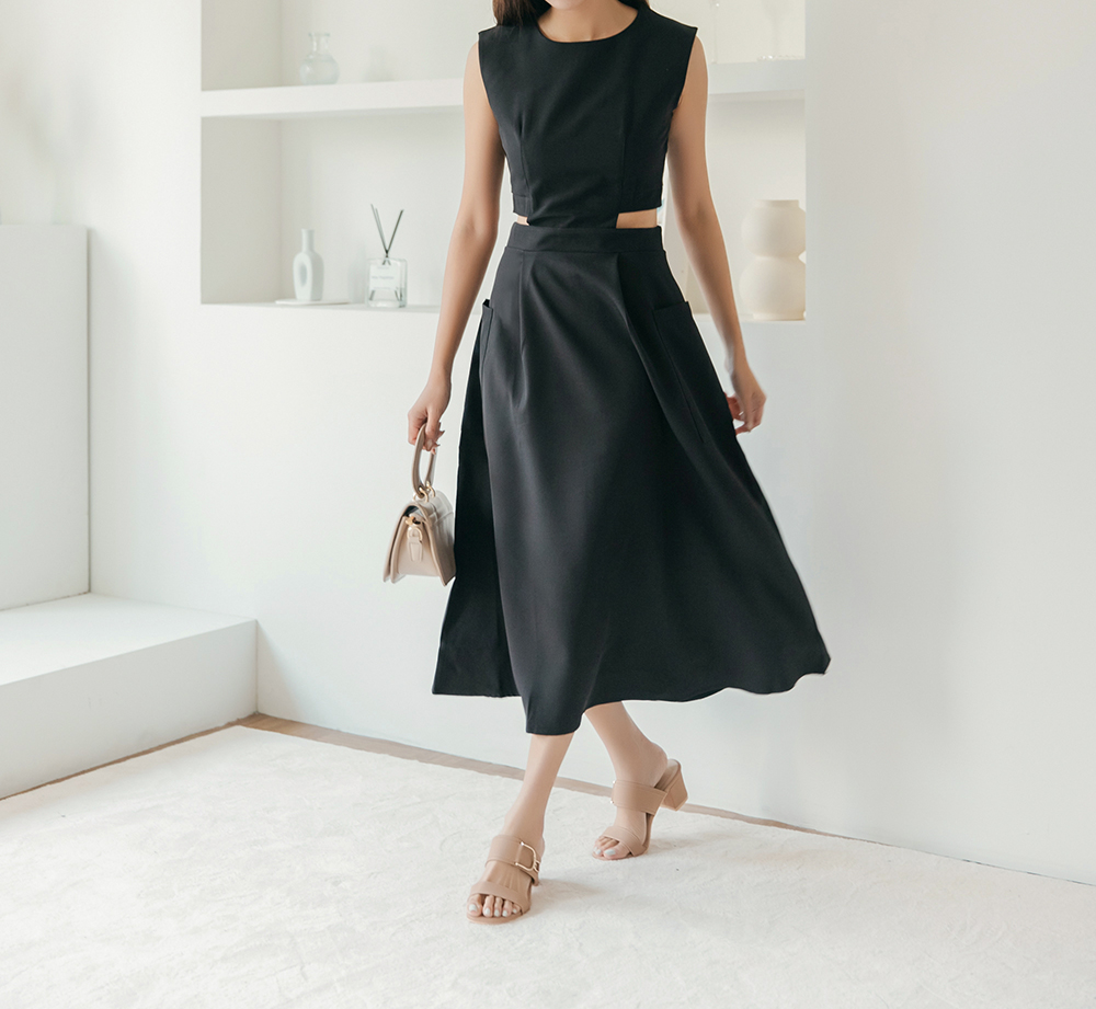 時尚個性小心機露腰洋裝