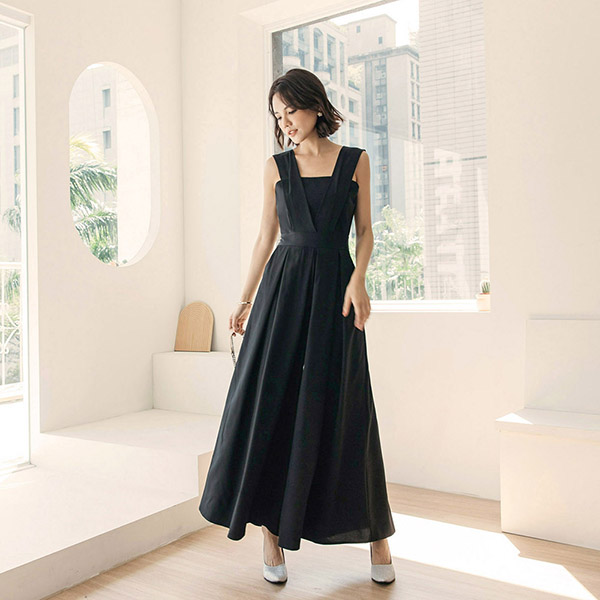 法式設計感西裝收腰連身褲