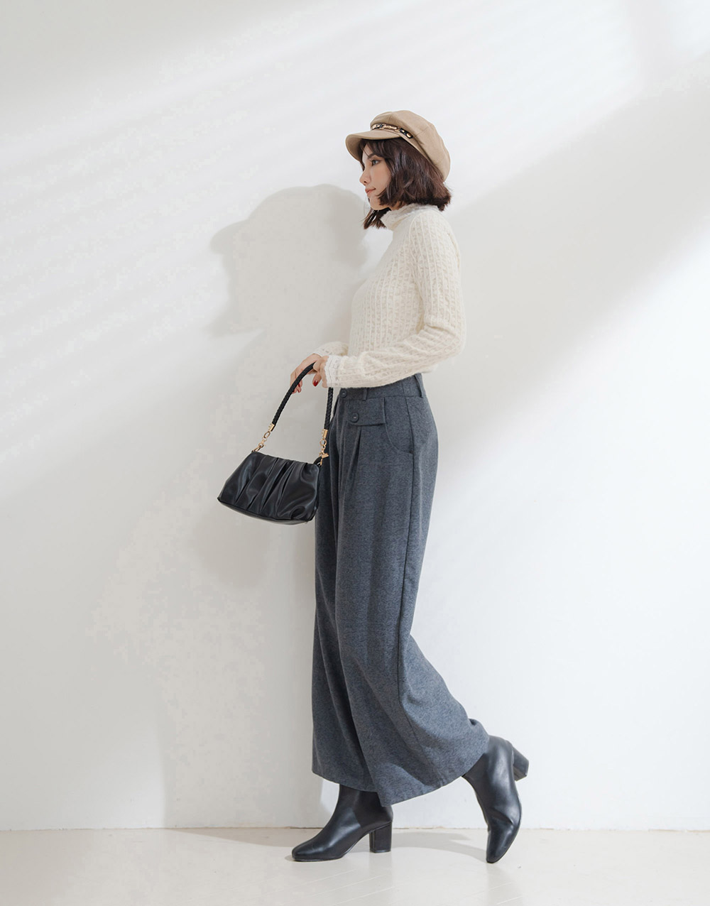 氣質蕾絲小高領加絨上衣,蕾絲,長袖,高領,上身,上衣