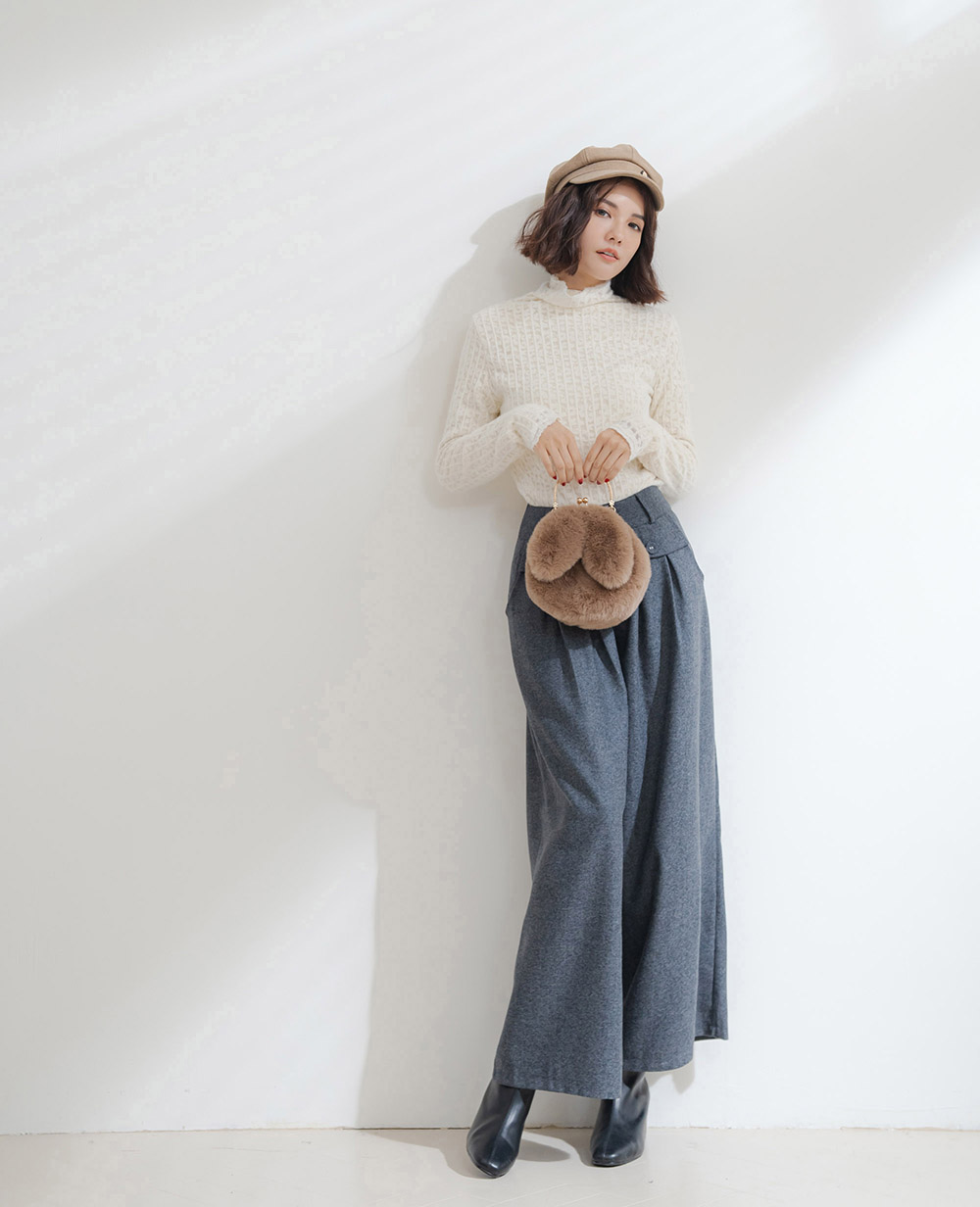 氣質蕾絲小高領加絨上衣,蕾絲,長袖,高領,上身,上衣