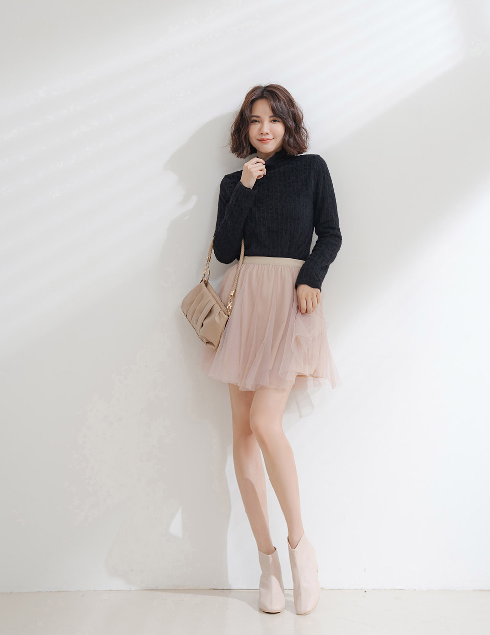 氣質蕾絲小高領加絨上衣,蕾絲,長袖,高領,上身,上衣