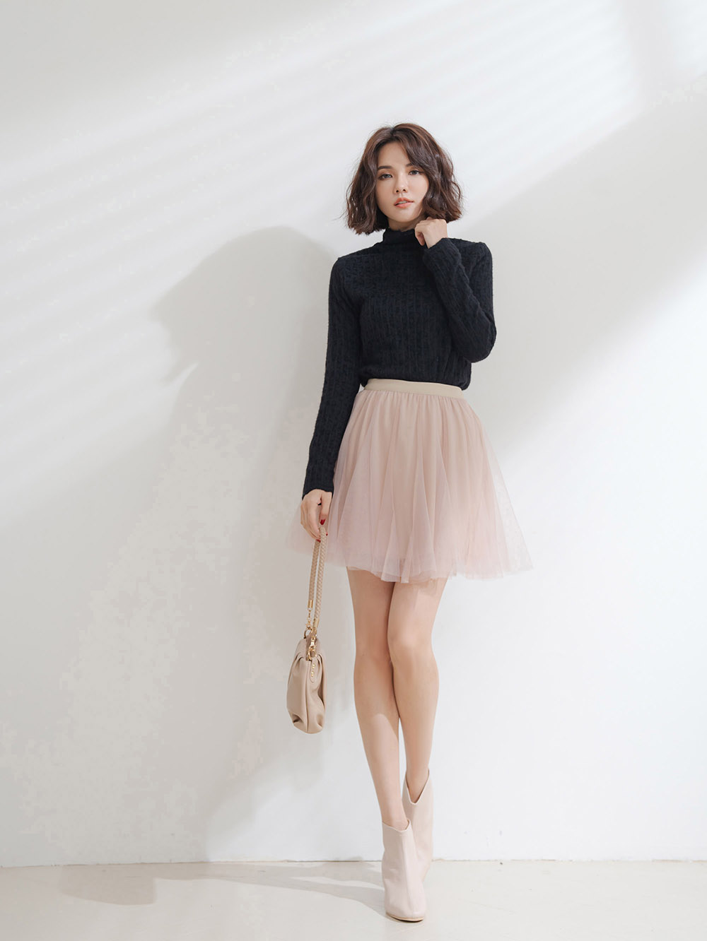 氣質蕾絲小高領加絨上衣,蕾絲,長袖,高領,上身,上衣