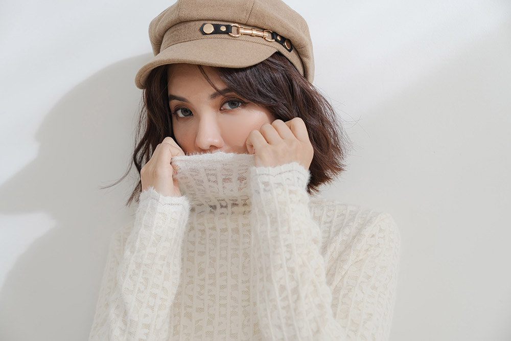 氣質蕾絲小高領加絨上衣,蕾絲,長袖,高領,上身,上衣