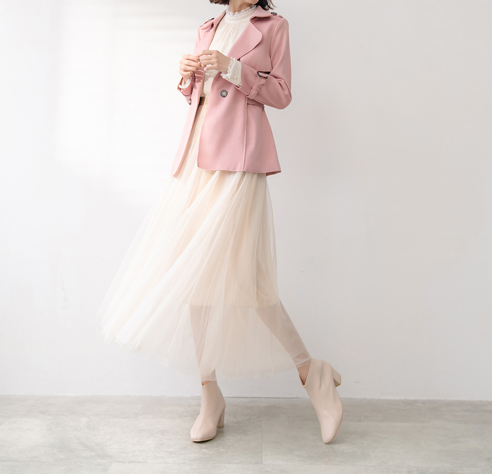 仙女氣質純色鬆緊腰紗裙,裙子,網紗,鬆緊腰,純色,素色