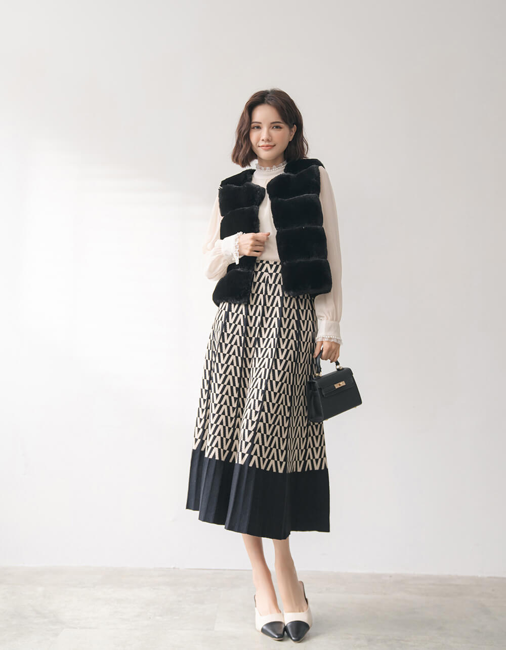 柔軟皮草質感素色背心