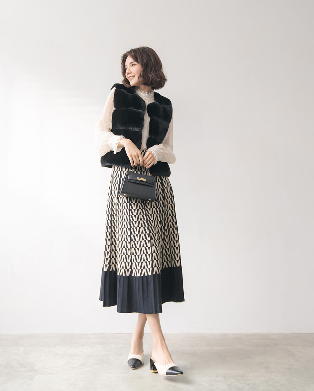 柔軟皮草質感素色背心