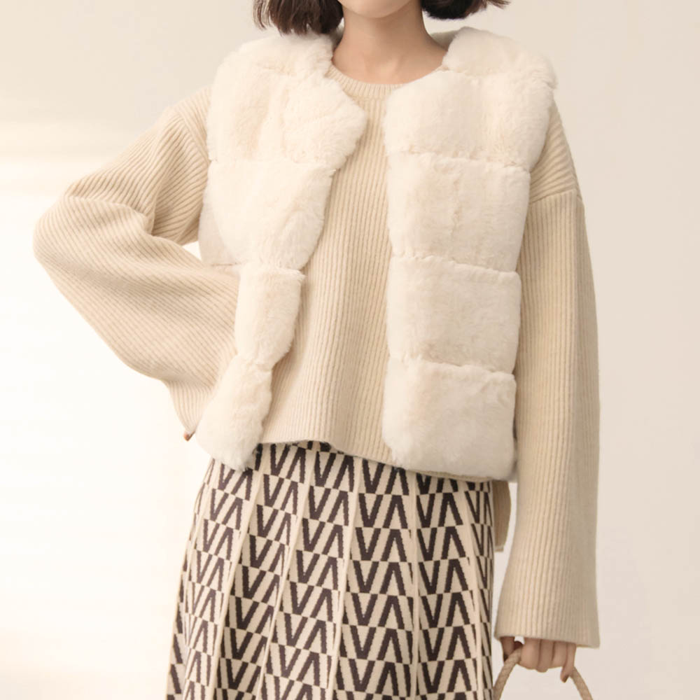 柔軟皮草質感素色背心