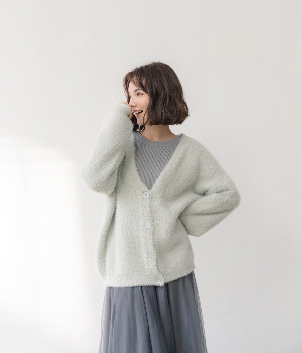 簡約素色前短後長長袖毛衣