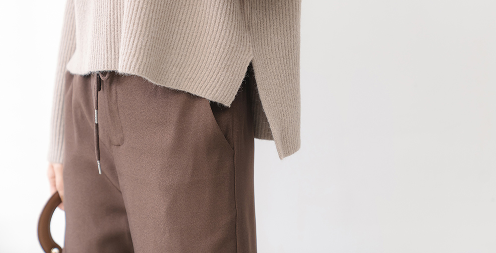 簡約素色前短後長長袖毛衣