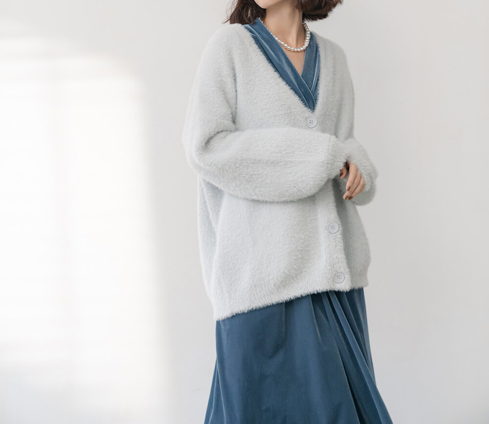 舒適兔毛感寬鬆純色外套