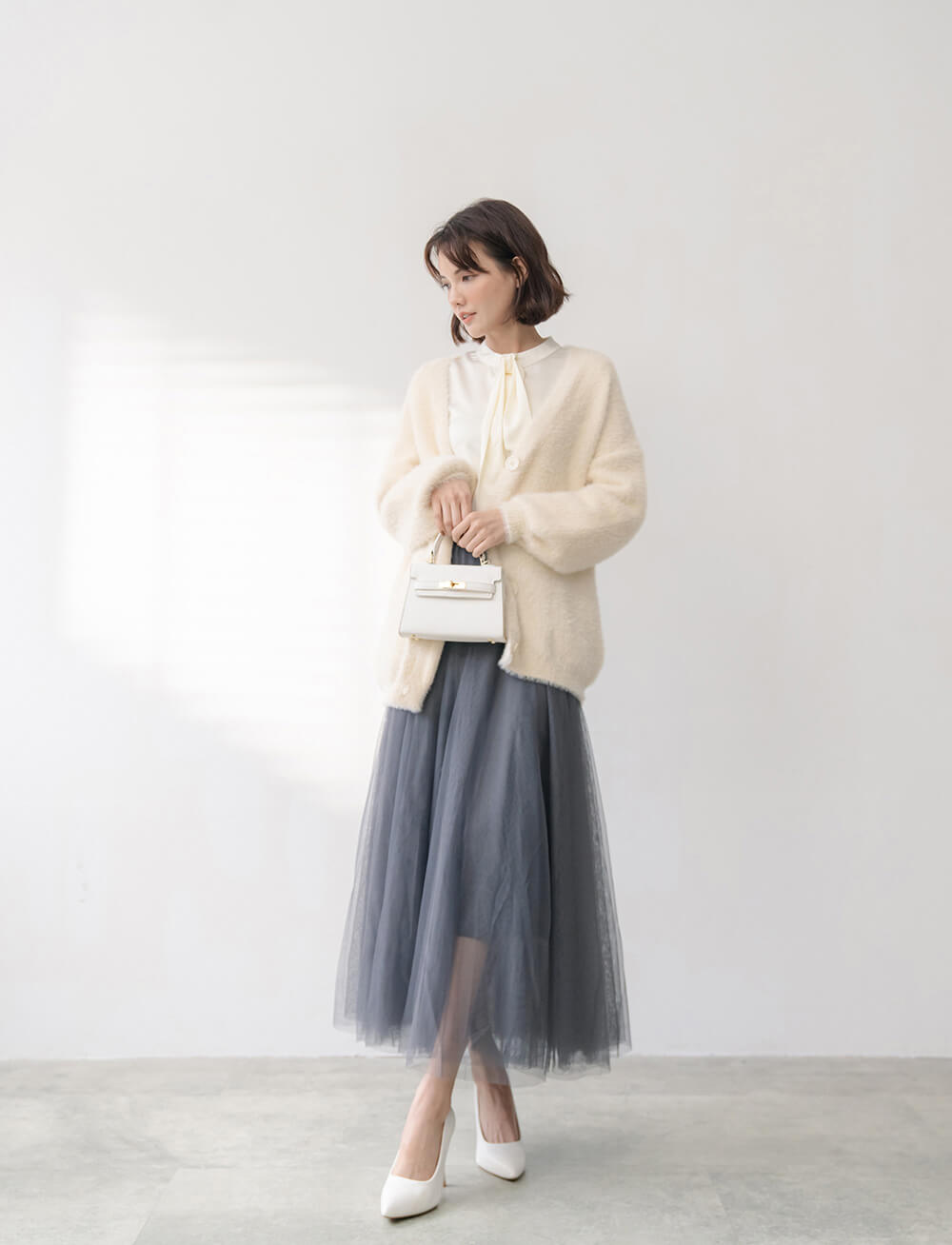 舒適兔毛感寬鬆純色外套