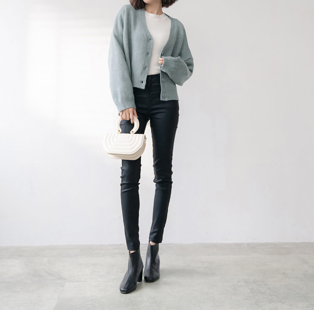 休閒寬鬆短版純色開襟外套