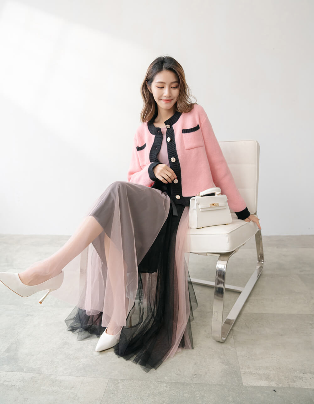 飄逸蝴蝶結鬆緊腰雙色紗裙,穿搭,婚禮,拼色,蝴蝶結,裙子