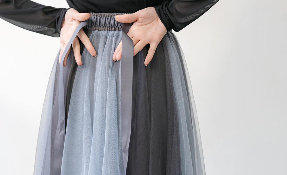 飄逸蝴蝶結鬆緊腰雙色紗裙,穿搭,婚禮,拼色,蝴蝶結,裙子