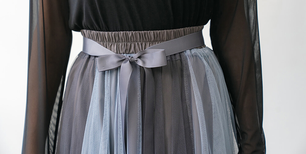 飄逸蝴蝶結鬆緊腰雙色紗裙,穿搭,婚禮,拼色,蝴蝶結,裙子