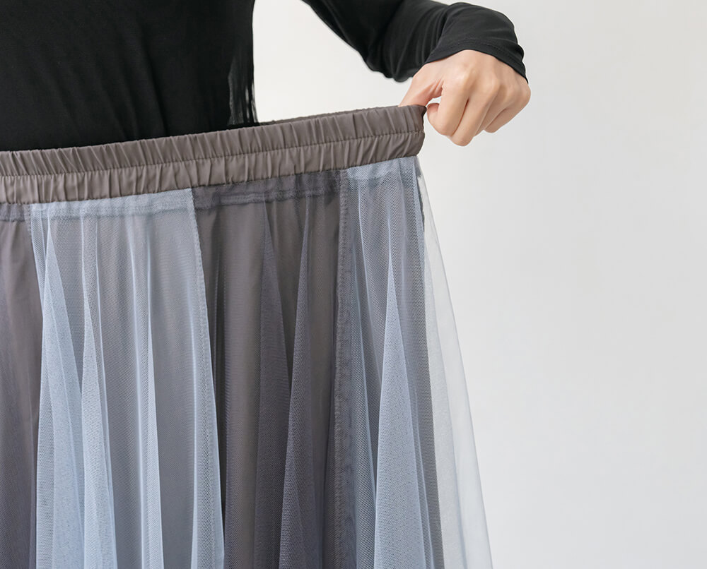 飄逸蝴蝶結鬆緊腰雙色紗裙,穿搭,婚禮,拼色,蝴蝶結,裙子