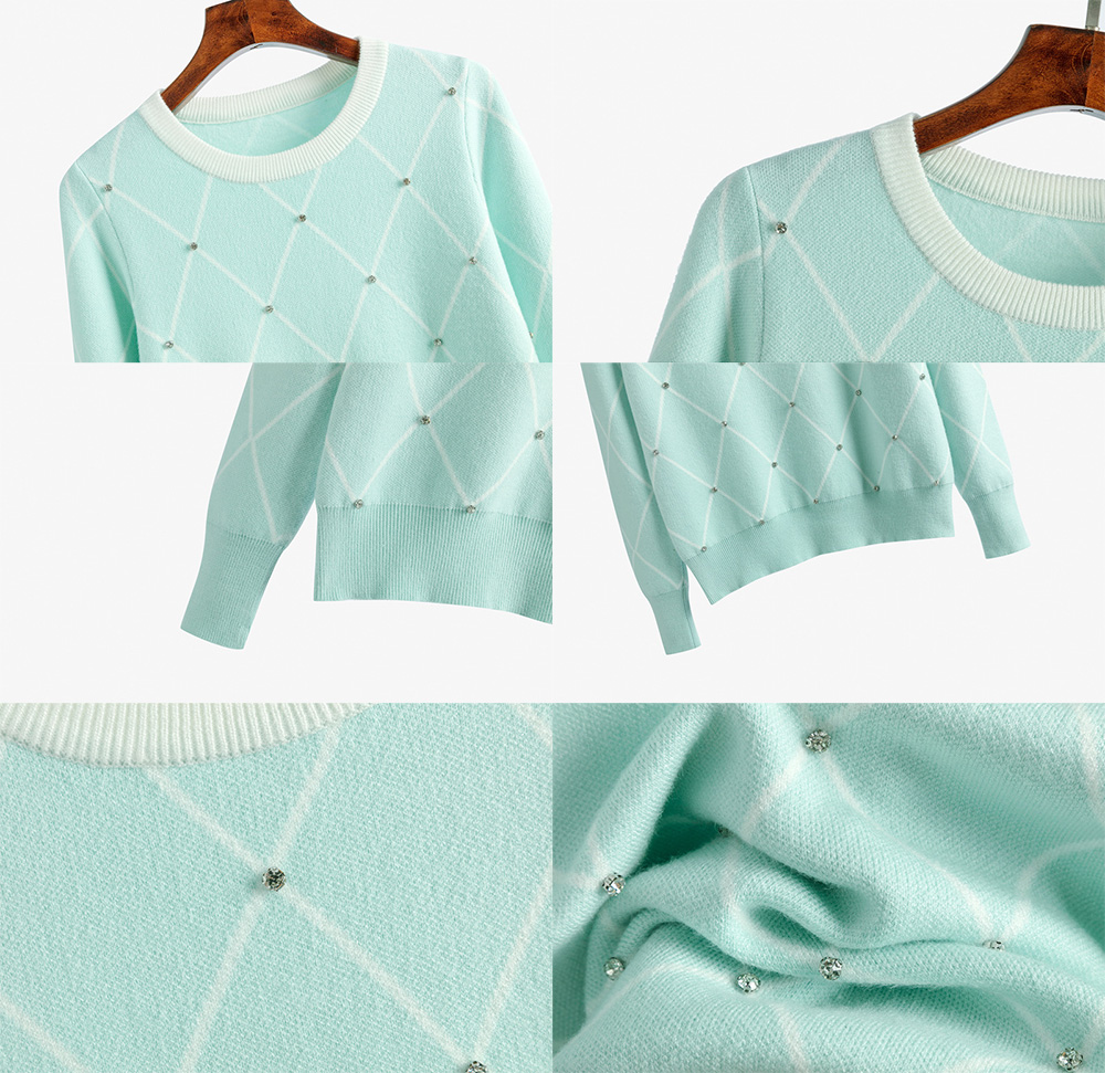 優雅緹花長袖圓領短裙套裝,裙子,短裙,下身,毛衣,A字裙