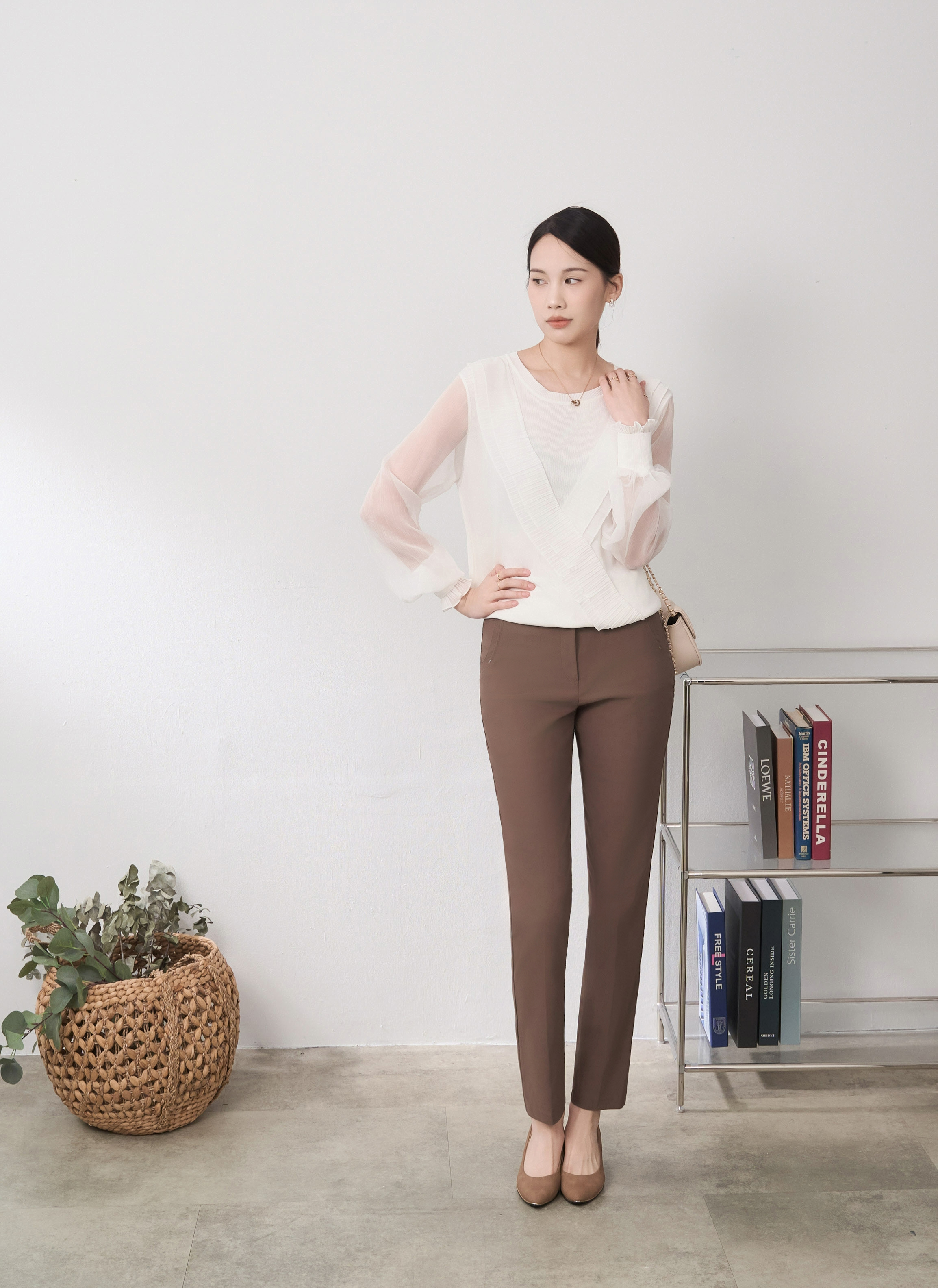 韓版雪紡優美典雅針織上衣,穿搭,婚禮,荷葉邊,雪紡,上身