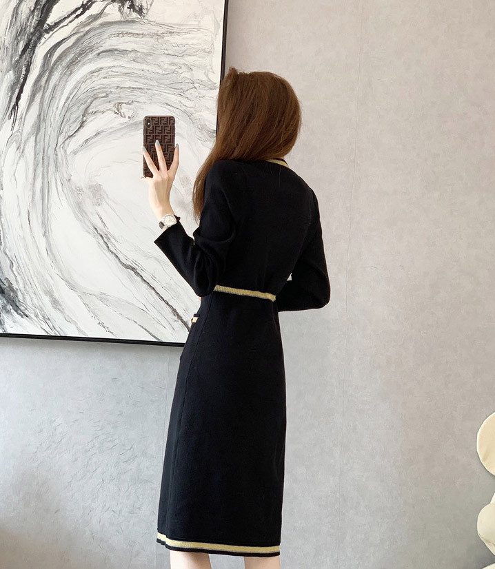 法式貴氣金邊小香風洋裝,小香風,上身,上衣,裙子,針織