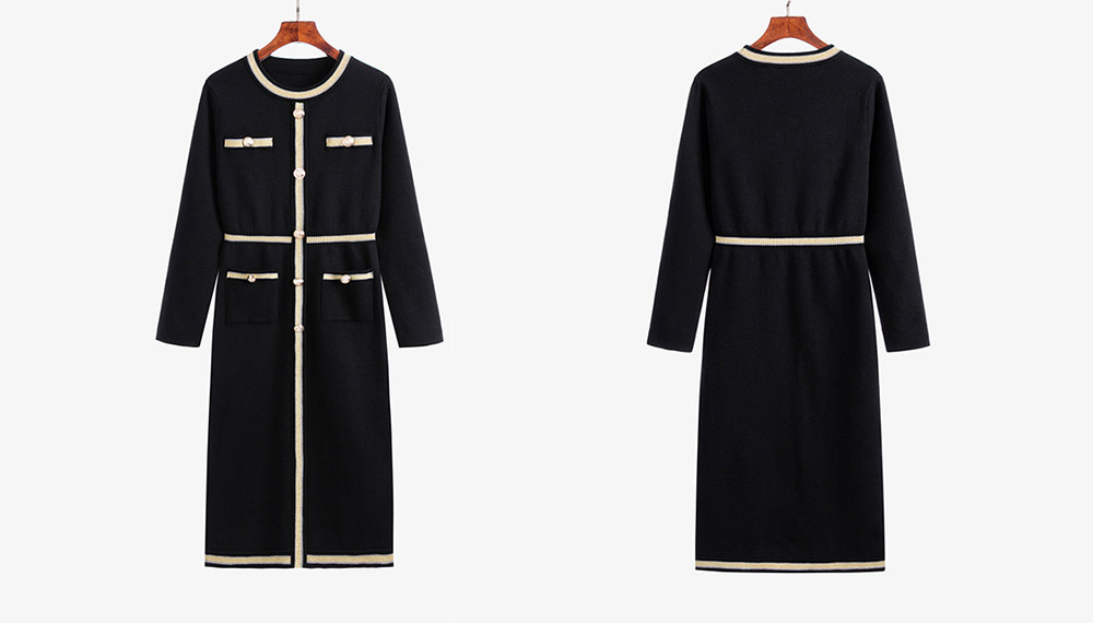 法式貴氣金邊小香風洋裝,小香風,上身,上衣,裙子,針織