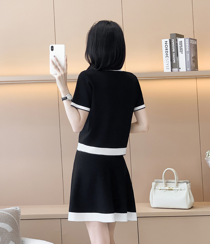 時尚小香風針織顯瘦套裝,小香風,休閒,針織,兩件式,套裝