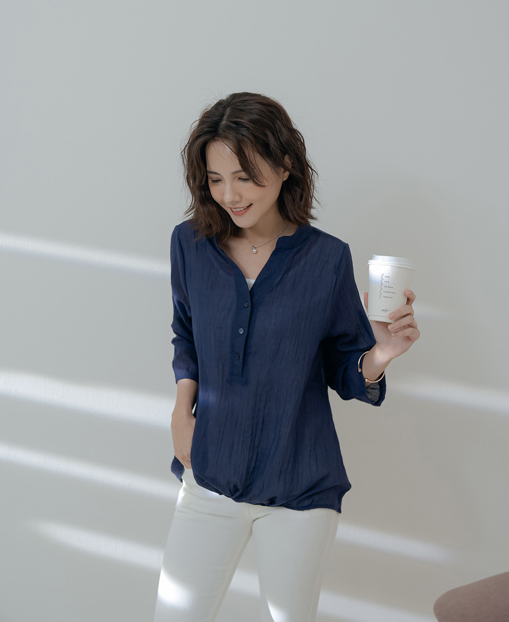 棉麻假兩件寬鬆短袖薄上衣