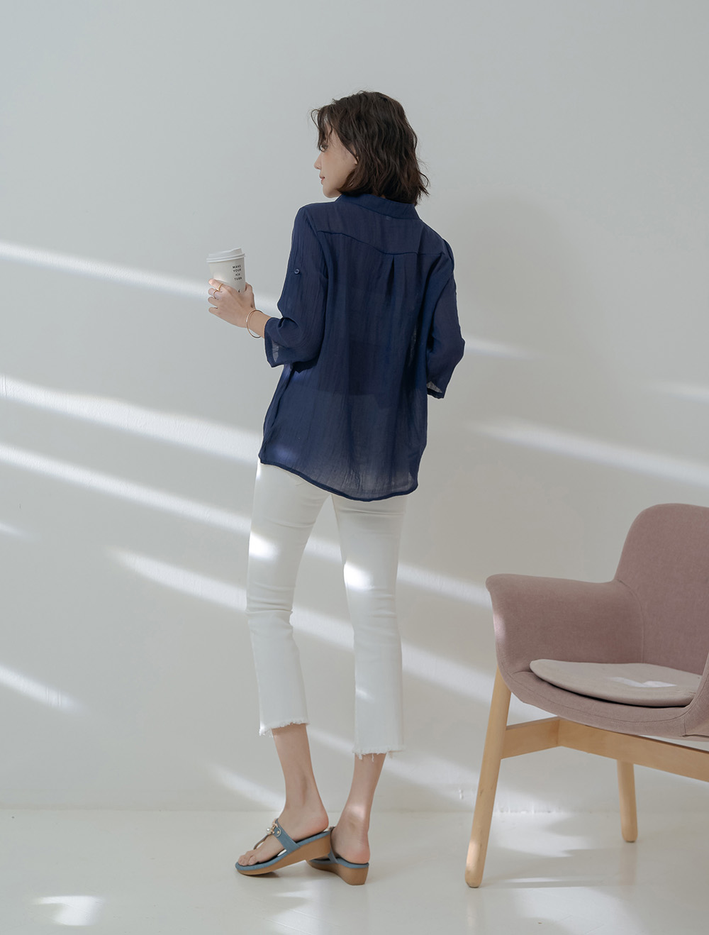 棉麻假兩件寬鬆短袖薄上衣