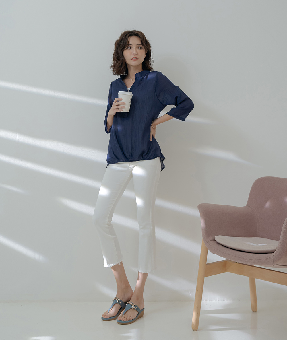 棉麻假兩件寬鬆短袖薄上衣