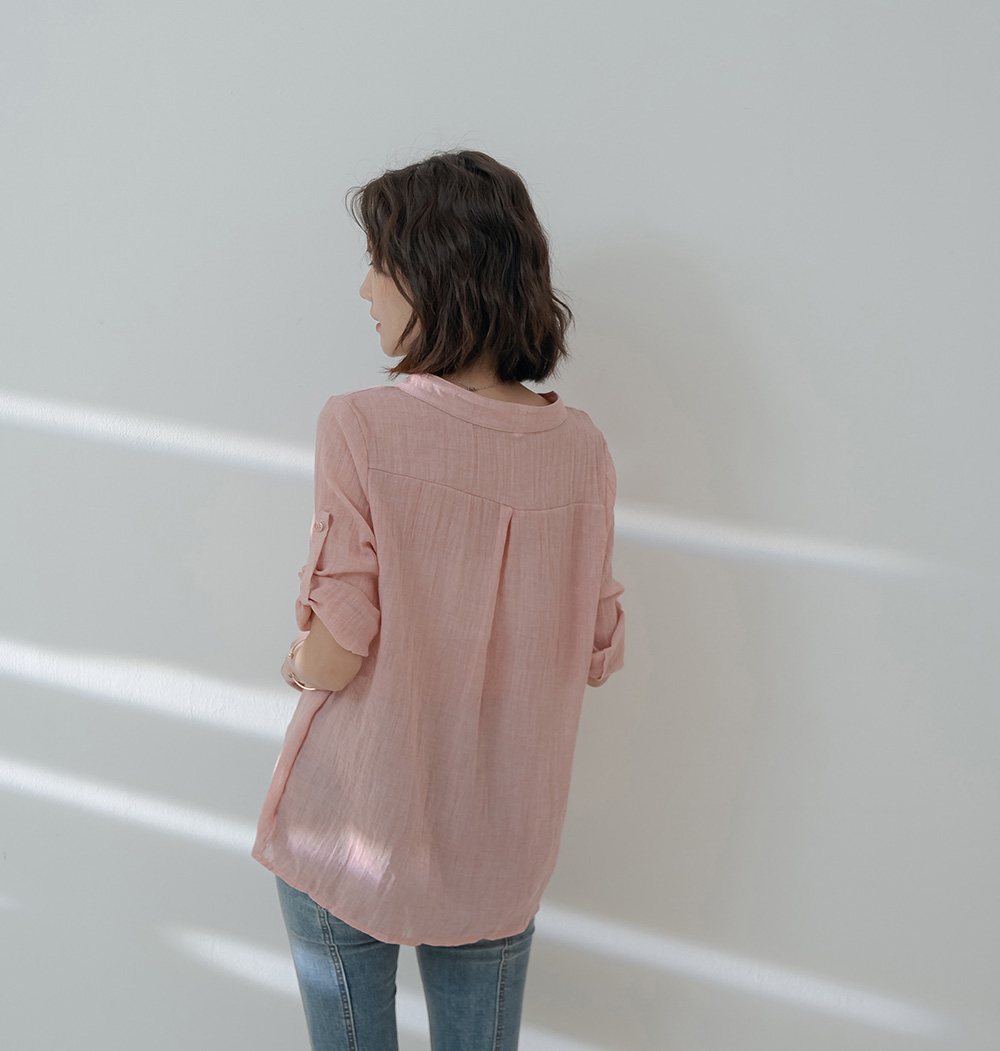 棉麻假兩件寬鬆短袖薄上衣