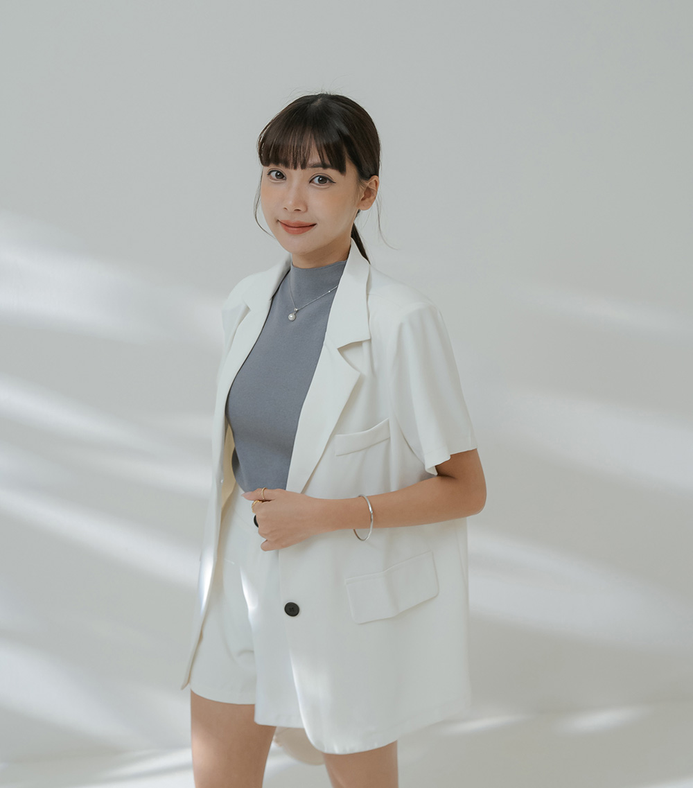 通勤款小高領無袖針織上衣,上班族,舒適,透氣,素色,純色