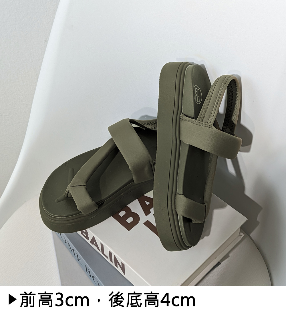 布面材質舒適厚底夾腳涼鞋
