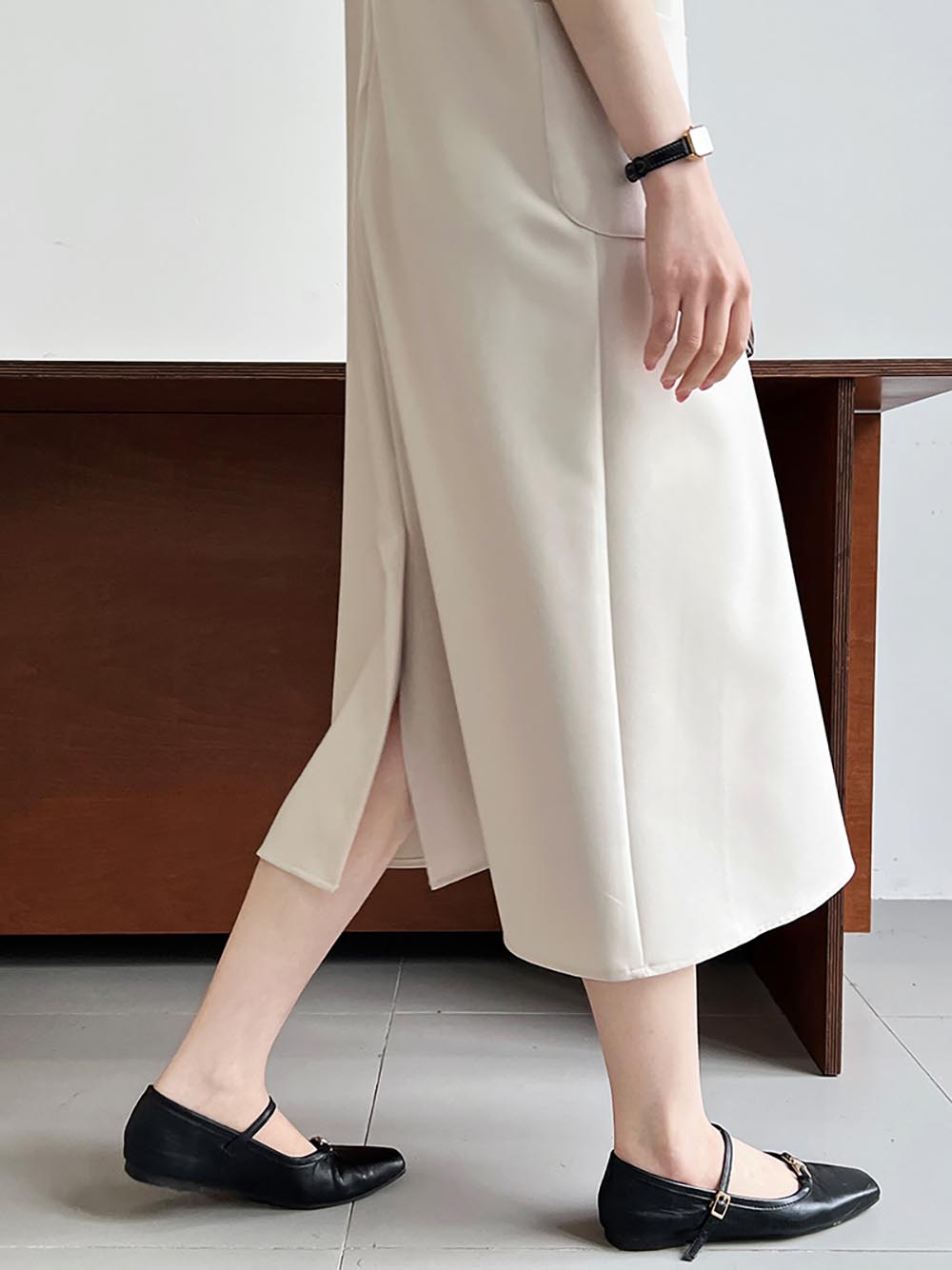 法式優雅簡約雙口袋洋裝,純色,素色,黑色,通勤,甜美