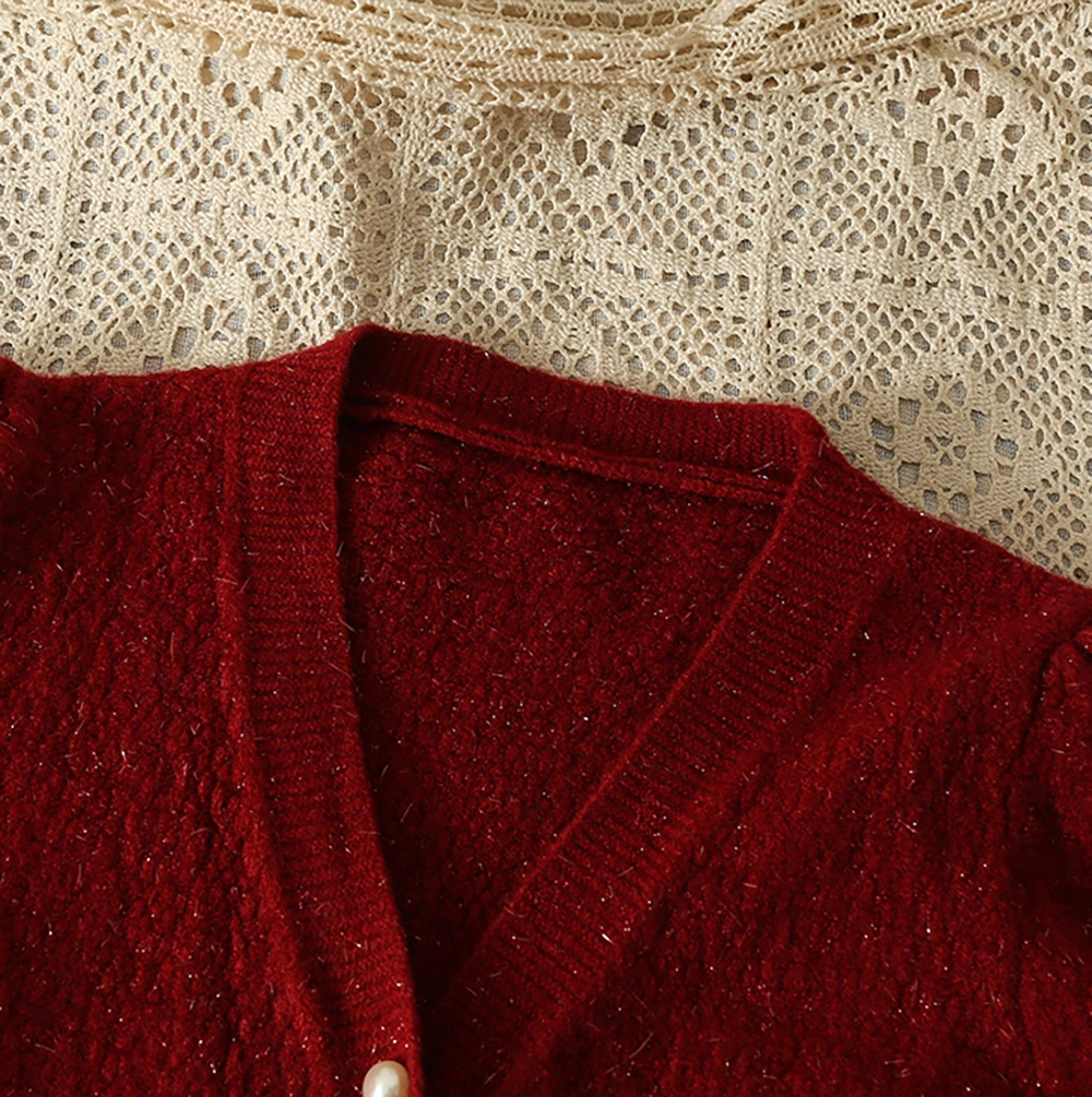 貴氣典雅珍珠釦針織洋裝
