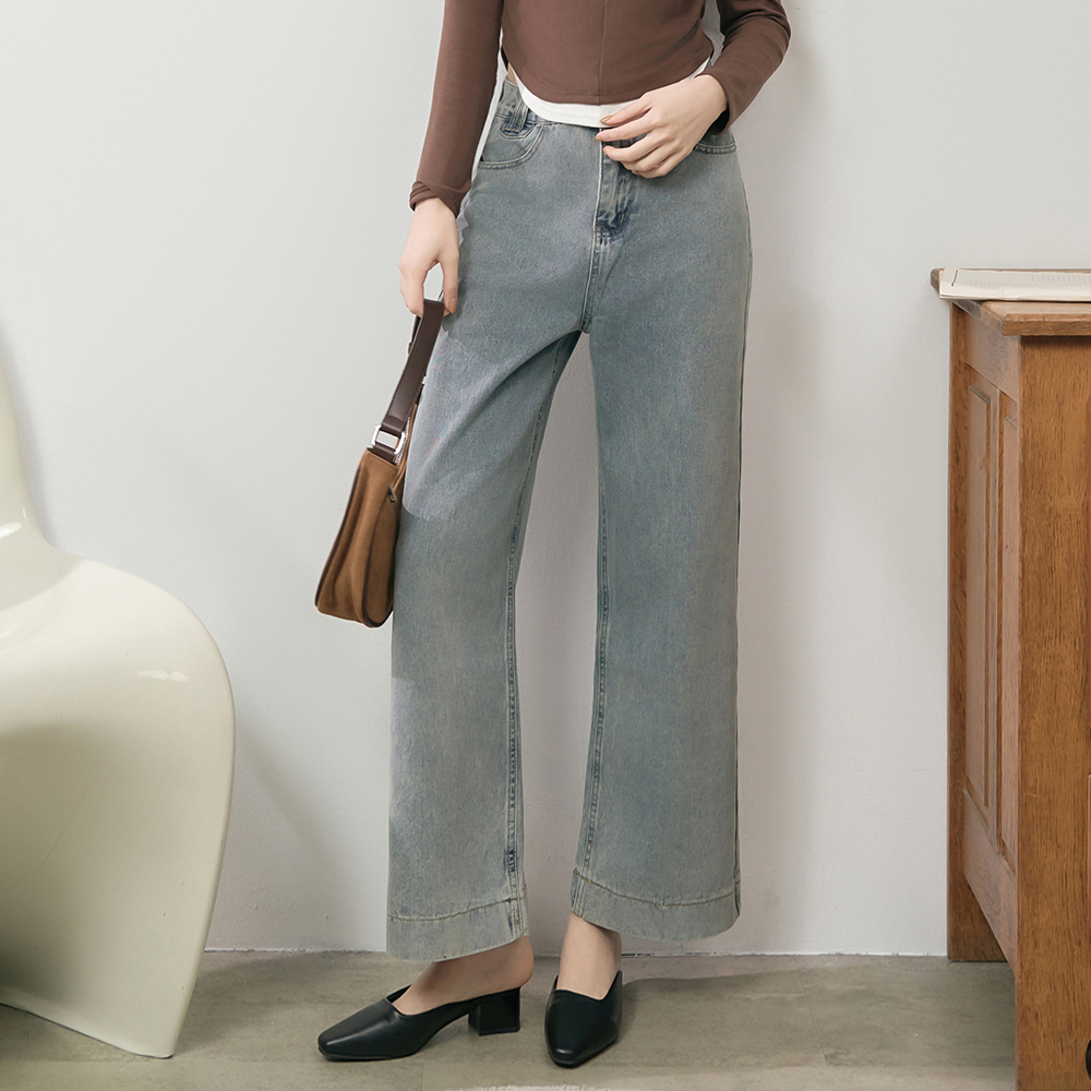 素色超百搭直筒牛仔褲