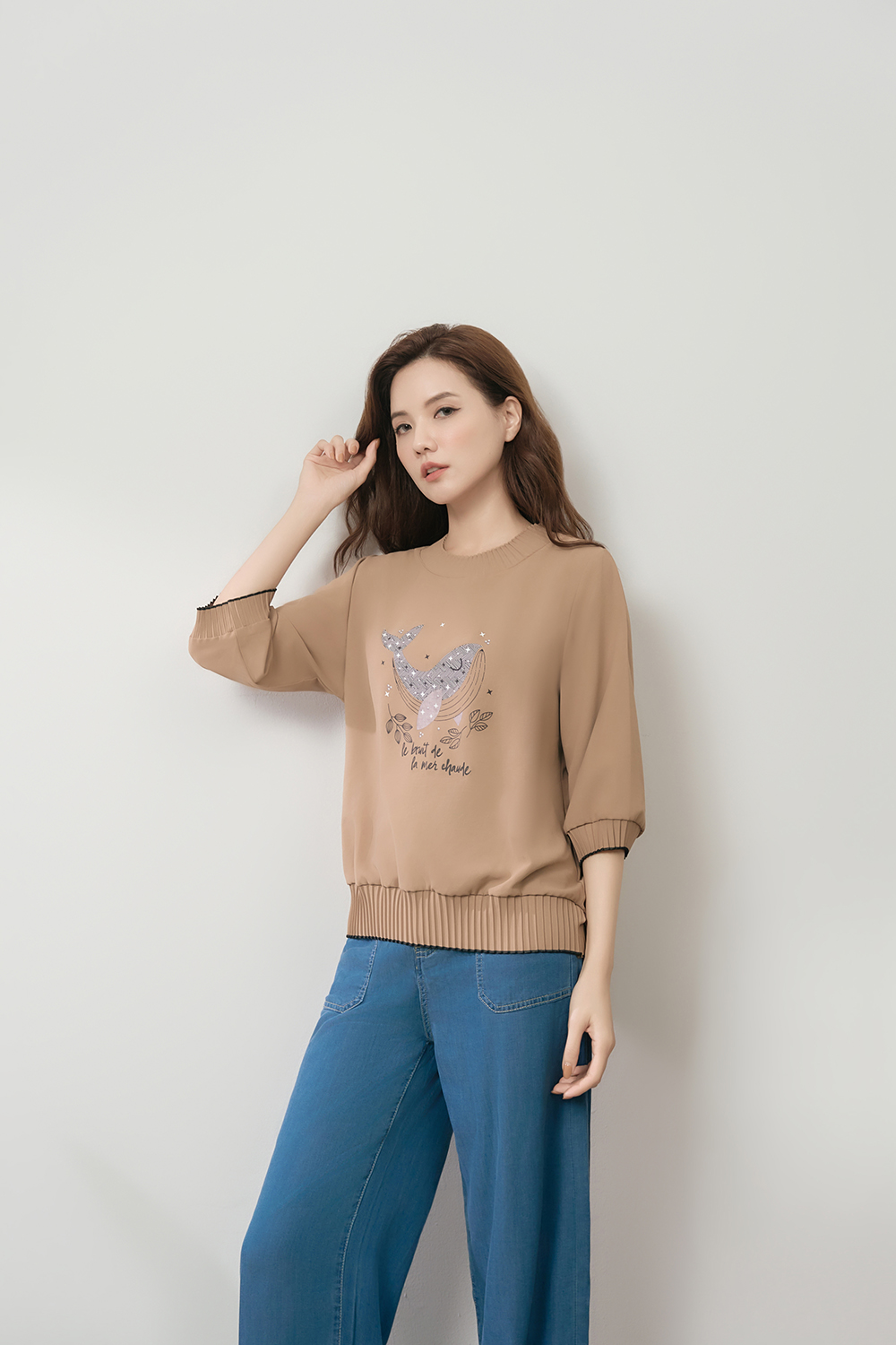 可愛鯨魚印花短袖上衣
